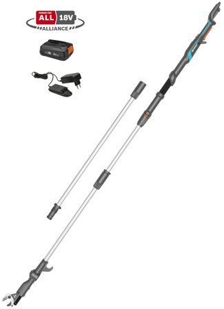 Gardena HighCut Akkuoksaleikkuri akun ja laturin kanssa, Puutarhakoneet