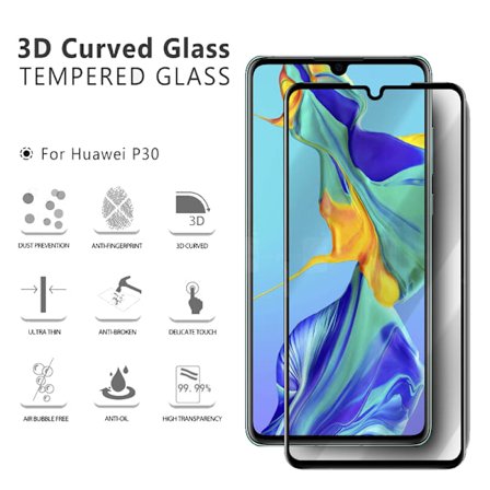 1-Pack HUAWEI P30 Skærmbeskyttelse - Hærdet Glas 9H - Super kvalitet 3D