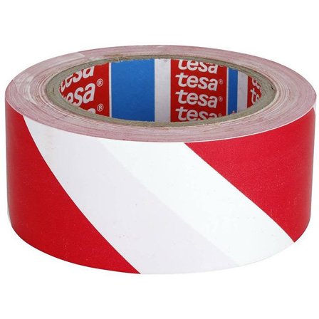 Tesa 60760 Varseltape rød/hvit, 33 m x 50 mm, Maskintilbehør & forbruk