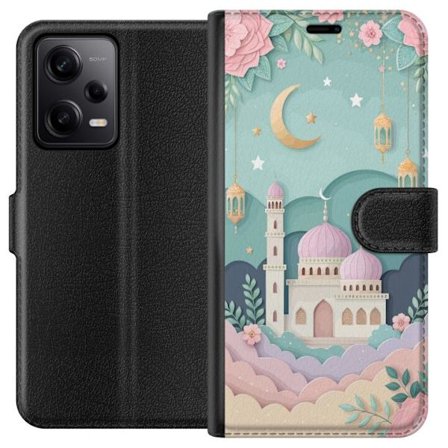 Kompatibelt Lommeboketui til Xiaomi Redmi Note 12 Pro Håndtegnet reiseinspirert mønster med verdenskart, fly, hjerter og vintage eventyrtema