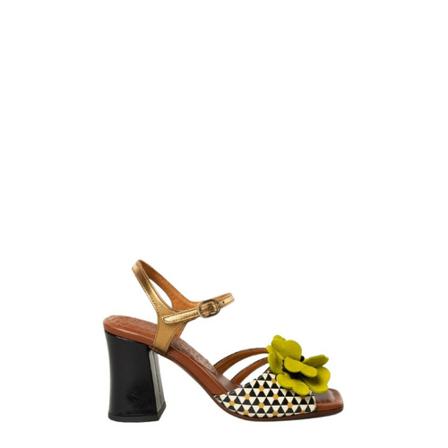 Chie Mihara, Sandal with pynocal flower Zwart, Dames, Maat:36 EU,leer