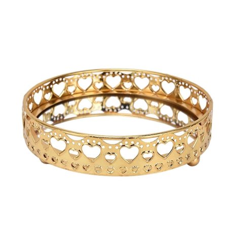 Pohjoismainen koristeellinen peilitarjotin pyöreänä ja kevyenä kultaisena rautana, ylellinen meikkipöydän järjestäjä, pieni sydämenmuotoinen malli