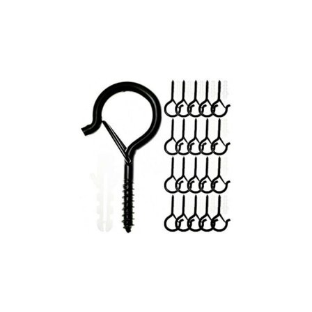 Q-typ klädhängare, 20 skruv krokar för att hänga vägglampor, skåp, tak med säkerhetsringar för nyårsafton, fest, familj, garage