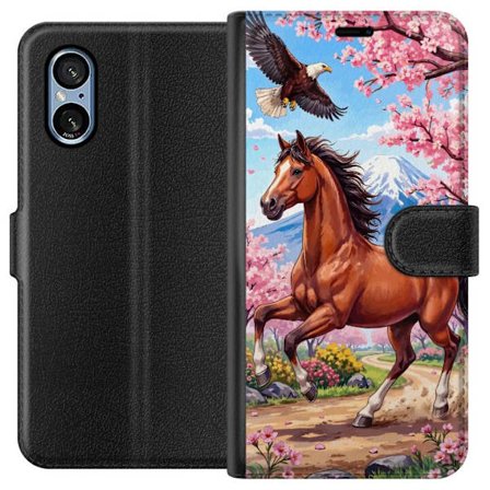 Yhteensopiva Lompakkokotelo Sony Xperia 10 VI Häst körsbär
