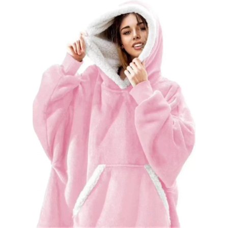 Täcke Tröja Oversized Hoodie Bärbar Täcke Mjuk Varm Bekväm Jätte Stor Framficka S (FMY)