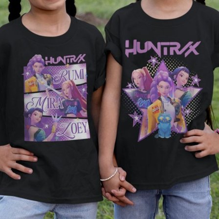 2 pack K-Pop Svart T-Shirt – Huntrix - Demon Hunters (Mira, Rumi & Zoey)