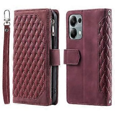 Til Xiaomi Redmi Note 13 Pro 4G/Poco M6 Pro 4G Etui Lynlåslomme Læder Telefon Cover med Håndledsrem (Vinrød)