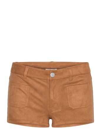 Monki Faux Suede Mini Shorts - Brown - 42