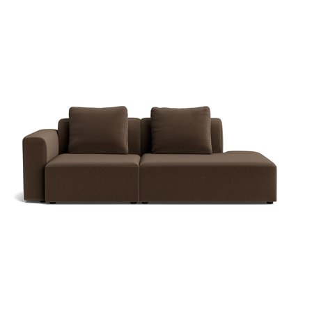 Højrevendt Como Lounge Sofa Lisboa Brun Fløjl med Rygpuder - Håndlavet, Slidstærk Kvalitets Sofa 226x100x83cm