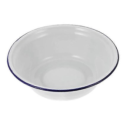 Retro Emalje Blandeskål Køkken Suppe Salat Serveringsskål - Hvid