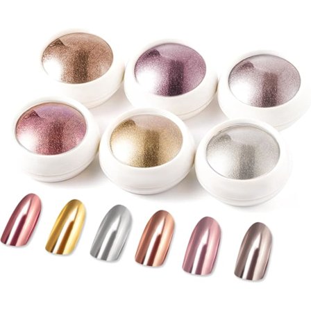 Rose Gold Chrome Neglepudder - 【NO.1 Super Metallisk Speileffekt】