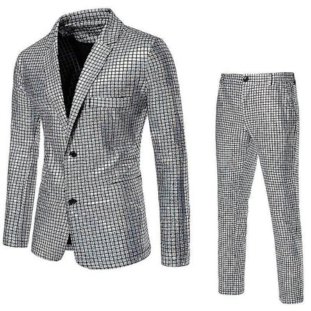 Tvådelade disco-set för män, glänsande jacka och byxor, metalliska paljettkostymer - WELLNGS