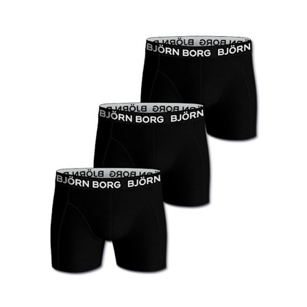 Boxer Solid 3-p Underwear Black Male