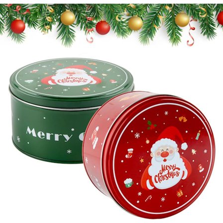 Sett med 2 metallkakerbokser, julekakerbokser, metalljule