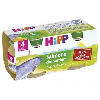 Hipp Omogeneizzato Salmone Con Verdure 4M+ 2x80g