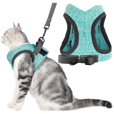 Rymlingssäker kattsele och promenadset, mjukt andningsbart kattväst