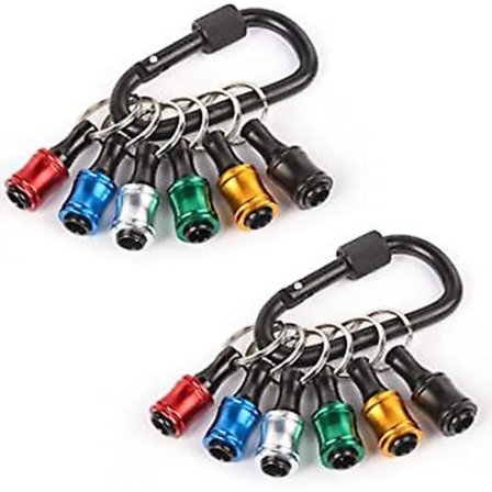 12 stk. 6 farver med sort karabinhage) 1/4 tommer sekskantet skaft aluminiumlegering skruetrækker bitsholder letvægts hurtig udskiftning 