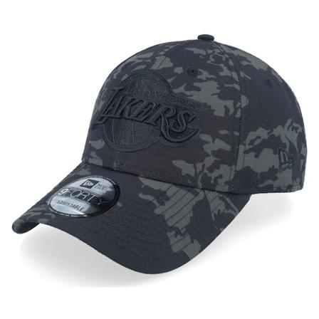 New Era - Los Angeles Lakers Tonal Camo All Over Print 9FORTY Black Camo Adjustable Adjustable Black Cap - NBA @ Hatstore