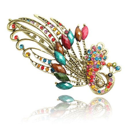 Kvinnors eleganta retro-stil påfågelhårnål strass hårklämma alla