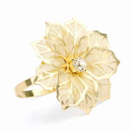 12 stk. Guld Servietringe Hule Ud Blomster Legering Servietringe Holdere til Julemiddag Bryllup Fødselsdagsfest Ferie Banket Dekor Gunst