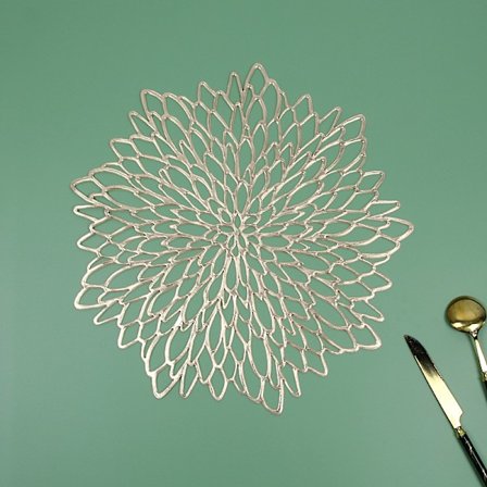 4 Par Guld Dækkeservietter Vinyl Plastik Spisebordsdekorationer til Jul Thanksgiving Feriefest Bryllup