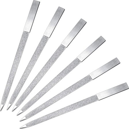 6 stk. Diamant Neglefil i Rustfrit Stål Dobbeltsidet Neglefil M