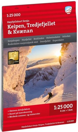 Calazo Høyfjellskart Senja: Keipen, Tredjefjellet & Kvænan 1:25 000