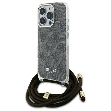 Guess Crossbody Cord 4G Print Fodral för iPhone 16 Pro - Brun