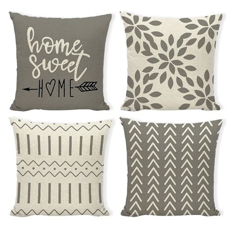 Kuddfodral 18x18 Set Med 4, Kuddar Dekorativa För Soffa, Bondgård Linen Kuddfodral Utomhus Heminredning