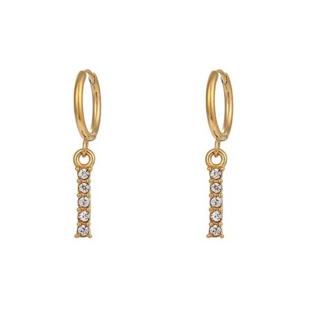 2022 New Stainless Steel 3a Zircon Clear Crystal Letter Charm Hoop Earrings Delicated 18k Gold Plated Initial Earring