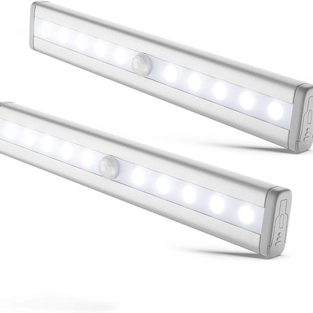 Set med 2 LED-nattlampor med rörelsesensor, skåpsbelysning, LED-remsor, KLB