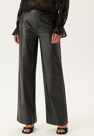 Object Collectors Item - Objmelba Lisa Wide Coated Pant - Black - Kläder - - Bubbleroom