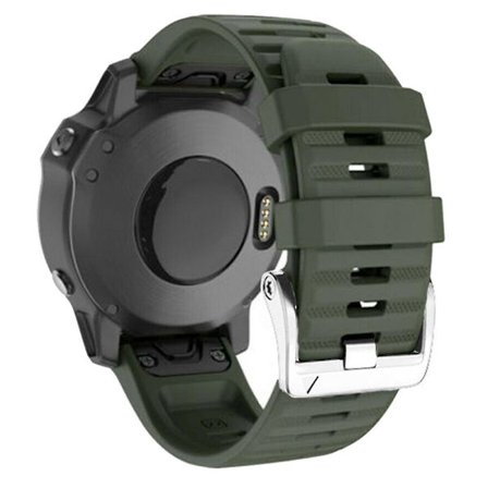 För Garmin Tactix 7 Pro/Fenix 7X/Fenix 6X Pro 26mm Silikonklockarmband med stålspänne