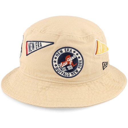 New Era - Beige bucket Cappello - All Over Patch Oml Beige Bucket @ Hatstore