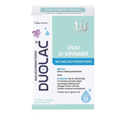 DUOLAC Duo+ D-dråber 2 x 7,5 ml, Helse & Madvarer, Børnevitaminer, D-vitamin Til Børn
