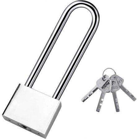 Robust nøkkelhengelås med lang bøyle og 4 nøkler, vanntett sikkerhetshengelås for utendørs bruk – ideell for lager, garasje, hage, gjerder – 40mm