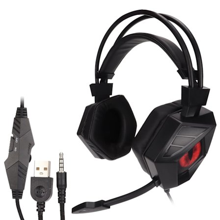 Trådlöst Gaming Headset med Mikrofon Brusreducerande Over Ear RGB Hörlurar för PC PS4 Laptop Svart Röd