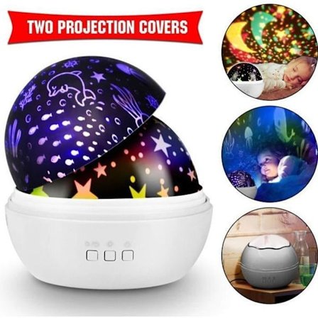 TD 360° Pyörivä Tähtitaivasprojektori Värikkäillä Valoilla - Lahja Lapsille