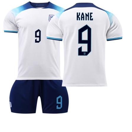 2022 England VM-trøje nr. 9 Kane 10 Sterling 19 Mount 20 Foden Børnefodboldtrøje 2223 England home number 9 #16