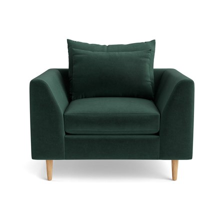 Ofelia Sessel Riviera Dunkelgrün, moderner Polstersessel für das Wohnzimmer, hoher Sitzkomfort, bequeme Polsterung, 85cm Breite, Komfort-Pur