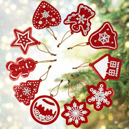 10 st jul 5D diamantmålning DIY taggkort prydnad,Ch