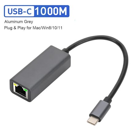 2500 Mbps USB-C til Ethernet-adapter USB Lan RJ45 Nettverkskort for Laptop Xiaomi Mi Box S Nintendo Switch PC Aluminium Gigabit 1000 Mbps USB-C