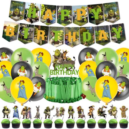 31 kpl Shrek-elokuvateemainen syntymäpäiväjuhlan koriste, vetoketjullinen banneri