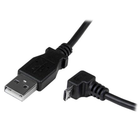 StarTech 2m Micro USB Cable Cord - A to Down Angle Micro B - Down Angled Micro USB Cable - 1x USB A (M), 1x USB Micro B (M) - Black (USBAUB2MD) -