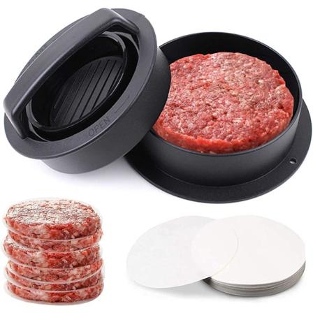 Burgerpresse Patty Maker Fylt Hamburgerpresse med 20 vokspapir 3 i 1 Burger Patty Mold