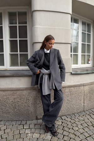 NA-KD Blazer court en laine mélangée - Vestes Printemps - Gris - EU 32