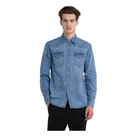 Replay Denim Shirts Blå, Herre Skjorter