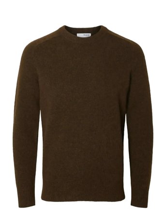 Slhrai Ls Knit Crew Neck Noos Brown Selected