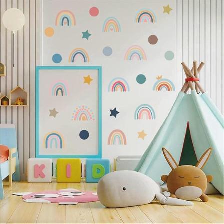 Boho Regnbue Vægstikker Vandfarve Regnbue Polka Vægstikker Baby Børneværelse Pigeværelse Soveværelse (FMY)