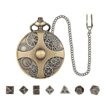 Mini Dnd Tärningsset Steampunk Växel Fickur Tärningsset Metall Dd Tärningar Rollspel Brädspel Tillbehör För Bordsäventyr b